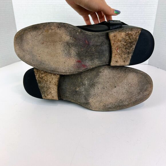 Frye Phillip Studded Harness Boots Moto Biker Full Leather Ankle Booties Black 9 - Picture 9 of 16